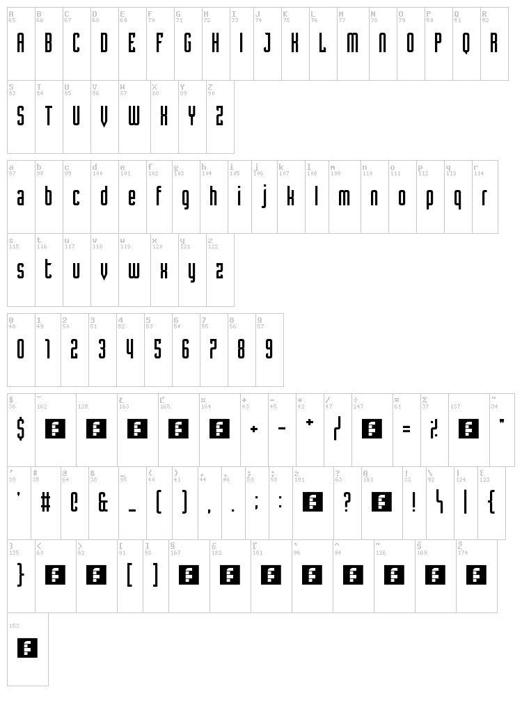 Tomorrow Wind font map